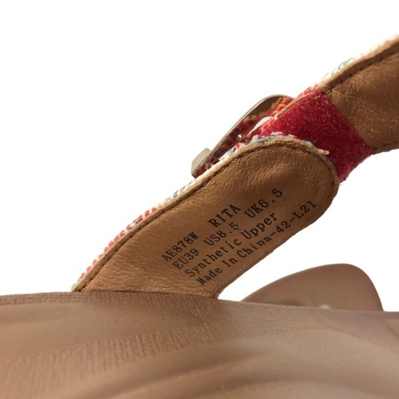 Aetrex Rita Adjustable thong Sandals US size 8.5 in coral multi colors - Picture 6 of 8